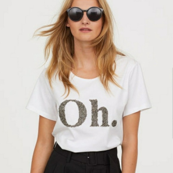 H&M Tops - H&M Beaded Motif Tee